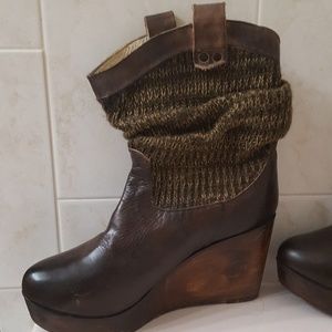 Bed Stu wedge platform booties